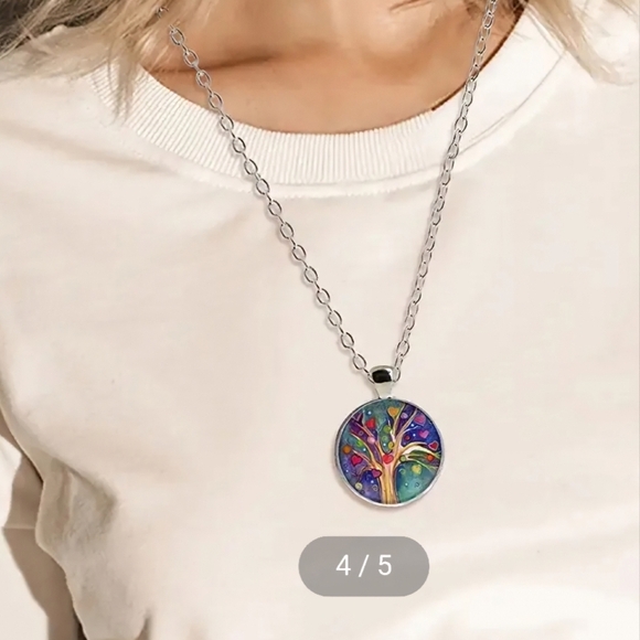 Tree of Life Pendant Necklace in a Silver Tone Artistic - Picture 6 of 9